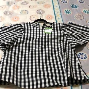 Kate space gingham flutter sleeve top